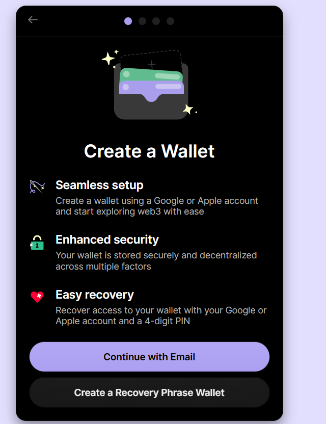 Create wallet on desktop